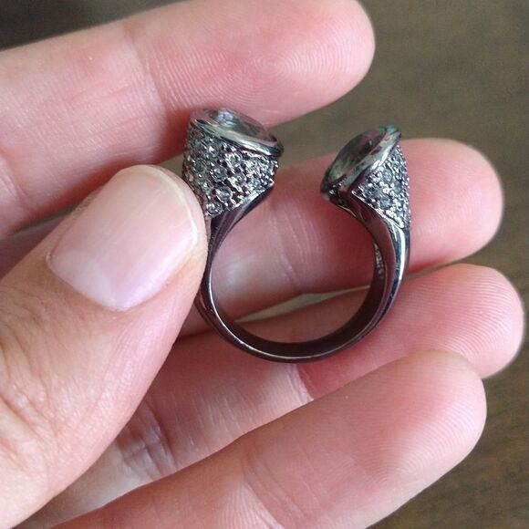 Black CZ Wrap Ring size 8 - Picture 4 of 6